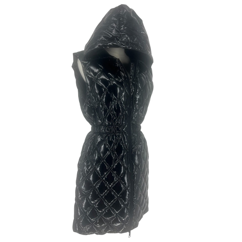 Alice + Olivia Daniel Maxi Black Quilted Hooded‎ Puffer Vest S - Picture 9 of 14